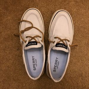 White canvas Boat shoe